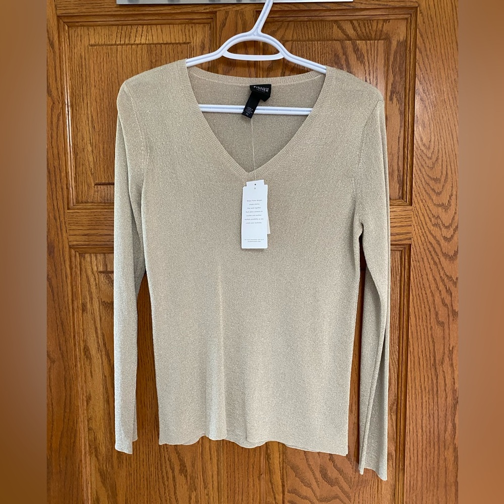 BNWT Eileen Fisher gold shimmer top